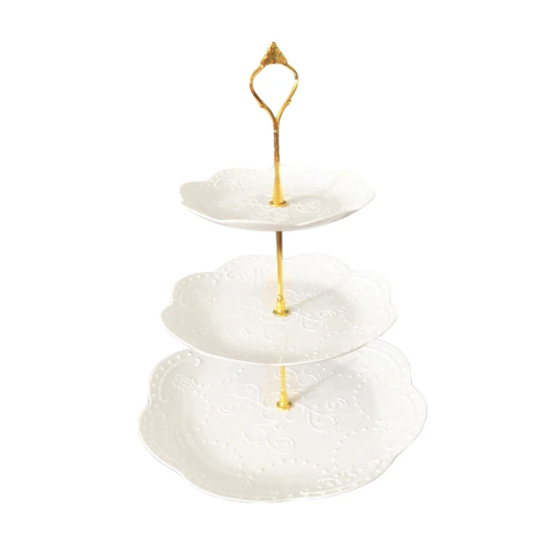Detachable Cake Stand European Style 3 Tier Pastry Cupcake Fruit Plate Serving Dessert Holder Wedding Party Home Decor: Dark Khaki
