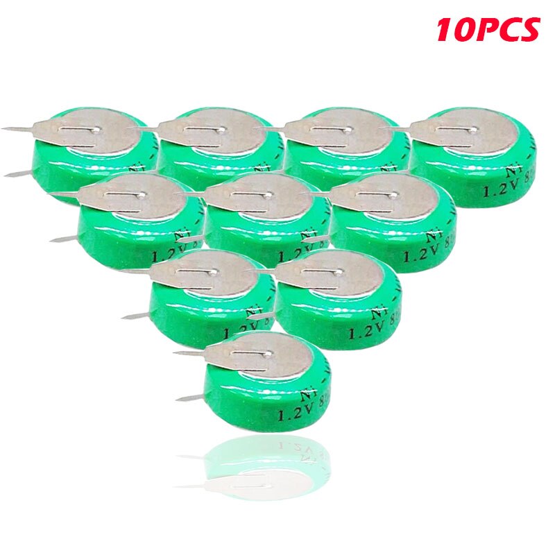 1.2V 80mAh nickel-metal hydride Ni-MH Ni MH Rechargeable Batteries With Solder foot For Toy watch timer clock Button Cell: 10PCS