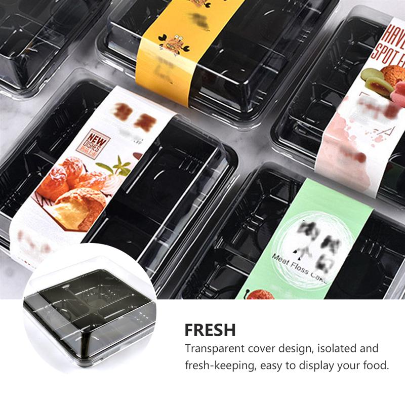 20Pcs Four Grid Packing Box Dessert Tray Disposable Takeout Container 12 x 12 x 4.5 cm