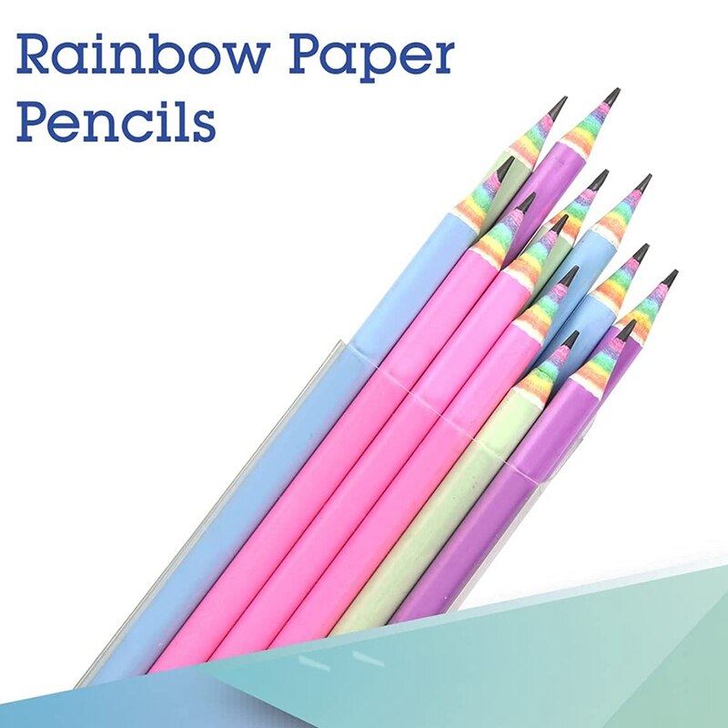 Eco-Friendly Wood &amp; Plastic Free Rainbow Recycled Paper 2 HB Pencils For School And Office Supplies,12-Pack