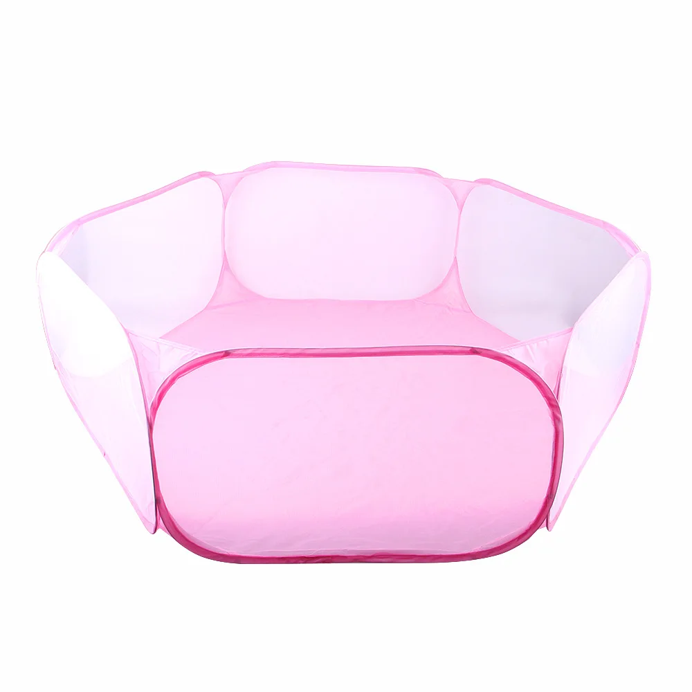 Foldable Hexagon Pet Fence Pet Fence Tent Rabbit Cage Hamster Guinea Pig Ferret Accessories: Pink