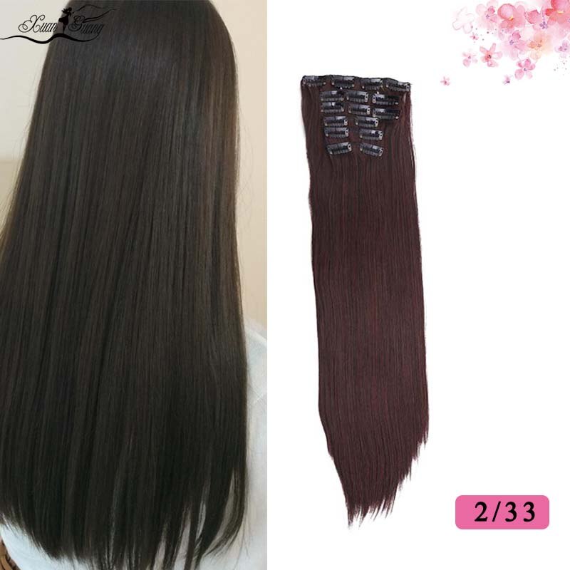 Dianqi Haar Clip In Synthetische Hair Extensions 22 Inch Steil Haar Clips Voor Vrouwen Pure Kleur Hoge Temperatuur Fiber: 2i33