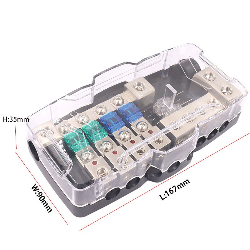 Porte-fusible multifonction LED pour voiture, Audio stéréo, ANL, Distribution de fusibles 0/4ga, 4 voies, bloc 30A 60A 80Amp