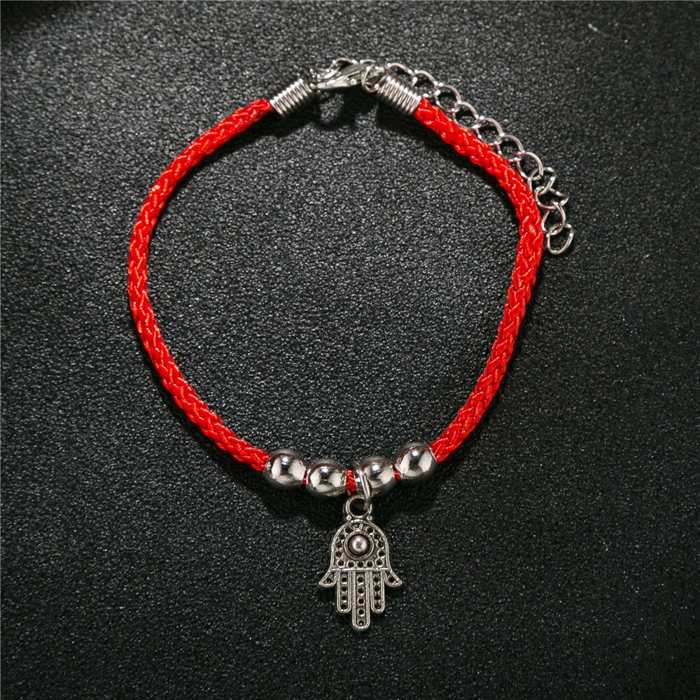 1 pcs Vintage Charm Olifant Hand Infinity Rode Draad String Armband Voor Vrouwen Mannen Met Extension P