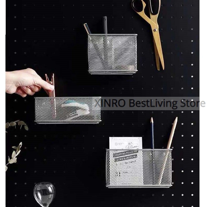 Wire Mesh Strong Magnetic Storage Caddy Basket Container Magnet Surface Stationery Organizer Holder for Refrigerator Whiteboard