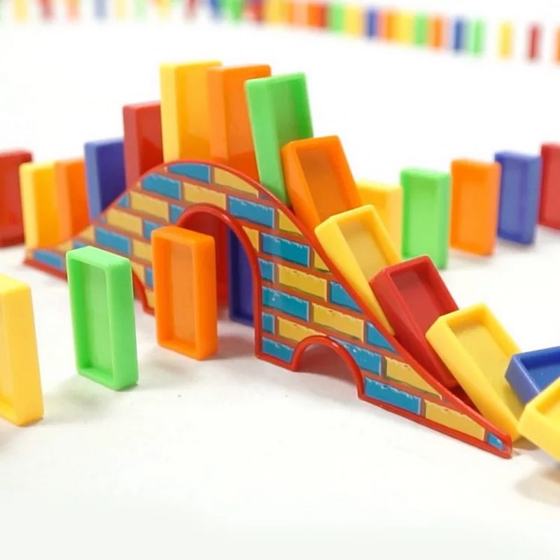 Blocs de dominos colorés pour enfants, jeux de Puzzle, jouets éducatifs pour enfants, d'anniversaire, jouet en plastique amusant