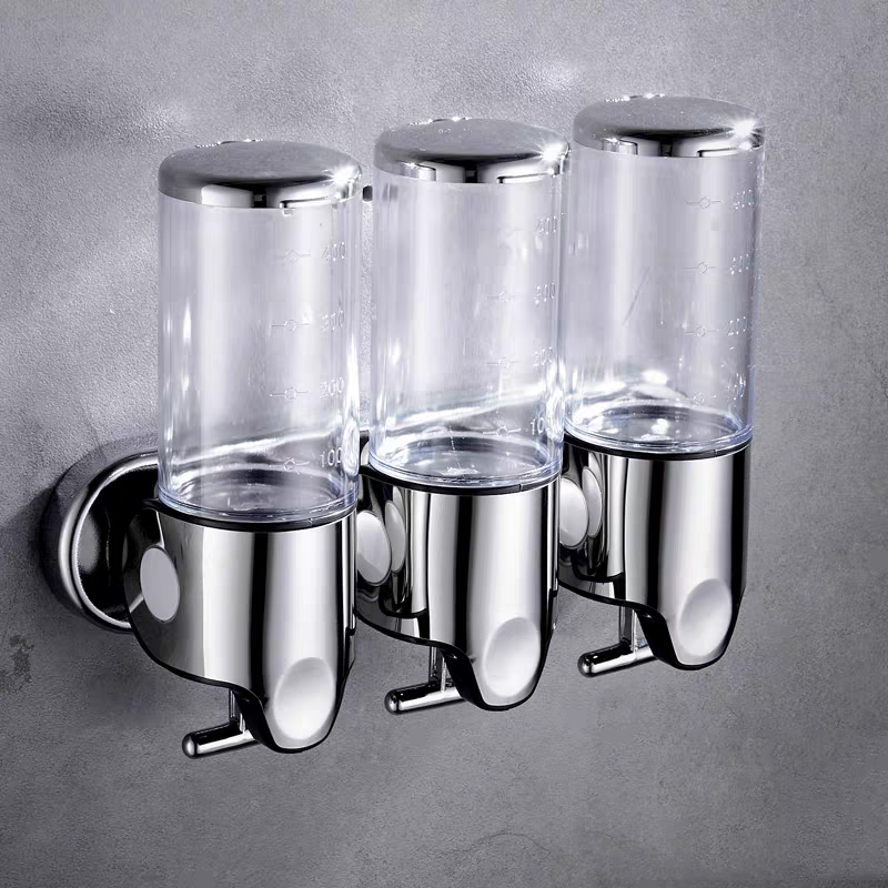 Badkamer Zeepdispenser Enkele/dubbele/drievoudige Wall Mount Zeep Shampoo Gel Douche Vloeistofcontainer voor Badkamer Accessoires: Licht Geel