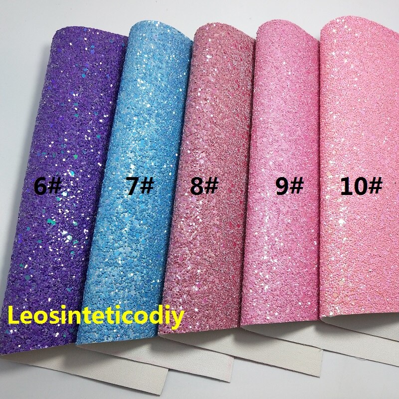 1pc 21 x 29cm syntetiskt läder, cuero sintetico chunky glitter konstläder för att göra rosetter tillbehör  t109