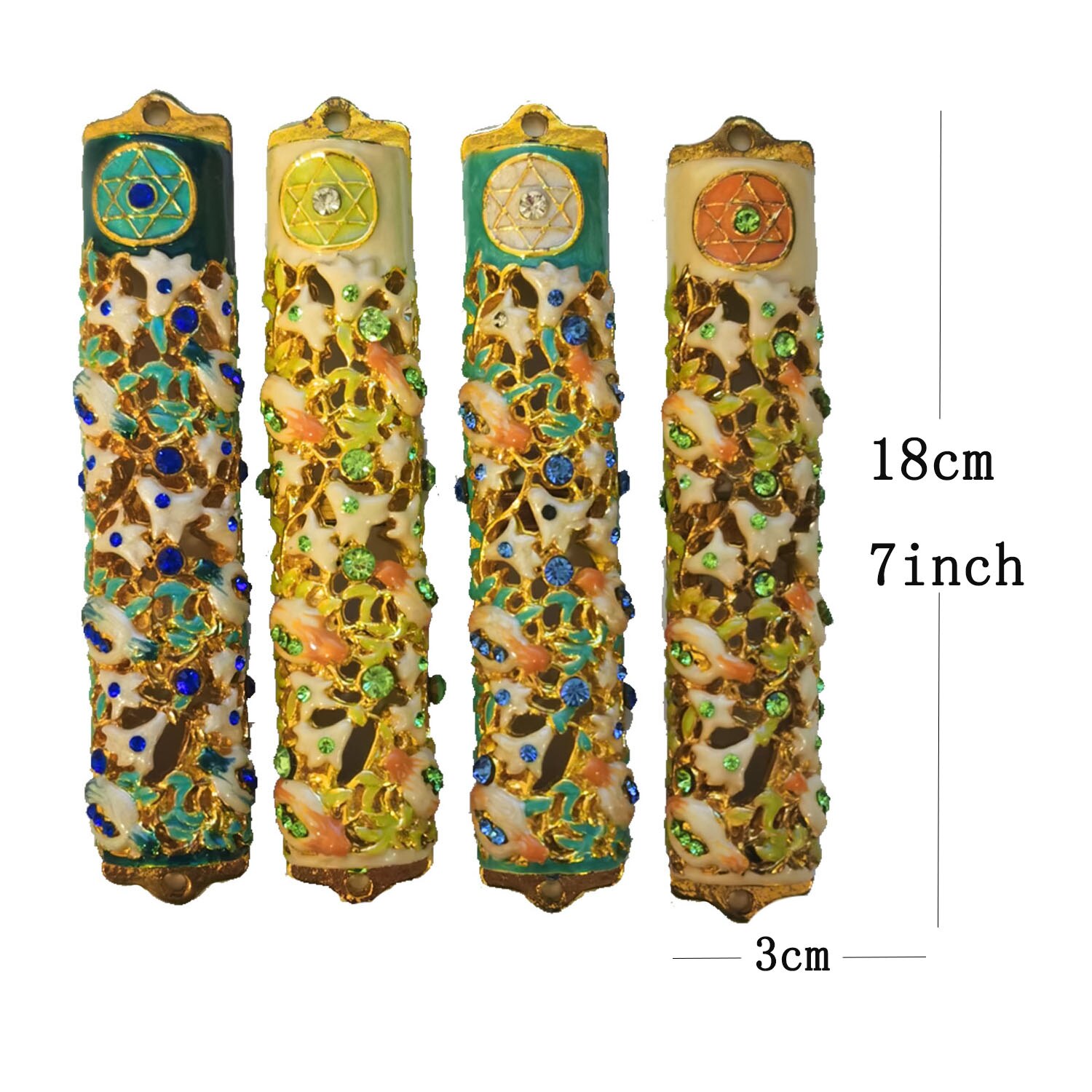 7inch Israel Judaism Mezuzah Holy Land Market Shema Blessing Home Door Decorations Accessories Metal without Scroll（Random）