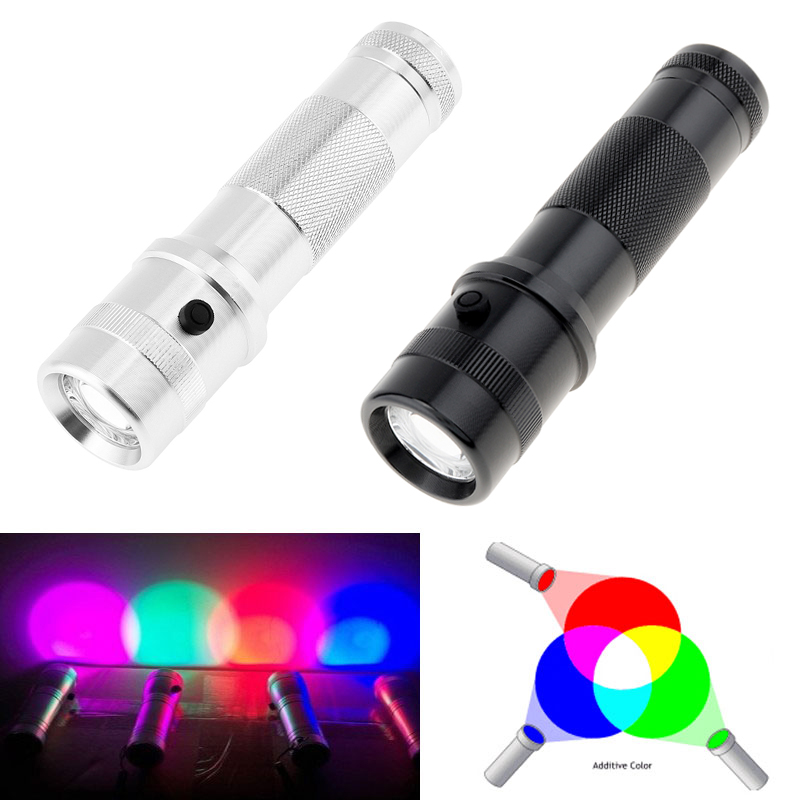 Colorshine Linterna LED RGB que cambia de color 3W Aleación de aluminio RGB Edison LED Multicolor LED Arco Iris de antorcha de 10 colores