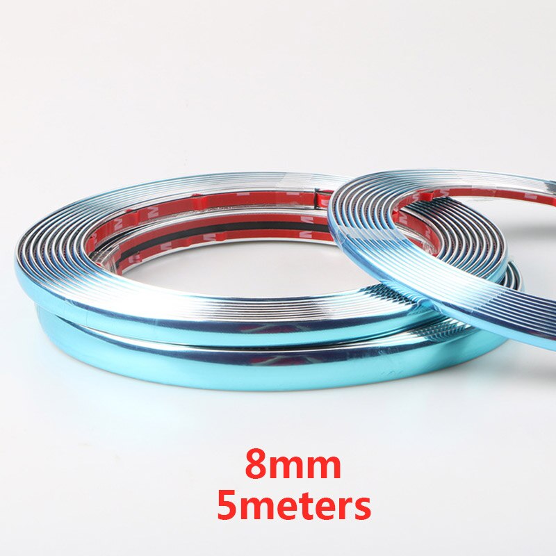 5M Auto Chrom Klebeband Streifen Dekoration Chrom Futter Formteil trimmen Auto Körper Stoßfänger Schützen Aufkleber Auto Tür Trimmt für toyota: 8mm