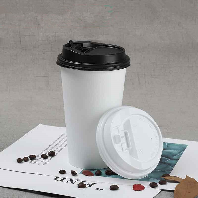 50pcs 14oz/16oz disposable coffee cup 400ml 500ml milk tea white paper cup birthday party favor pink kraft paper sleeve
