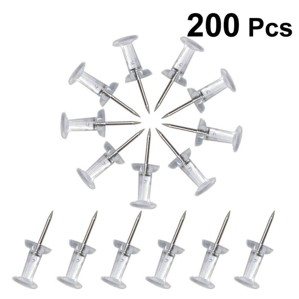 200Pcs Transparent Pushpins Map Push Tacks for School Home Office