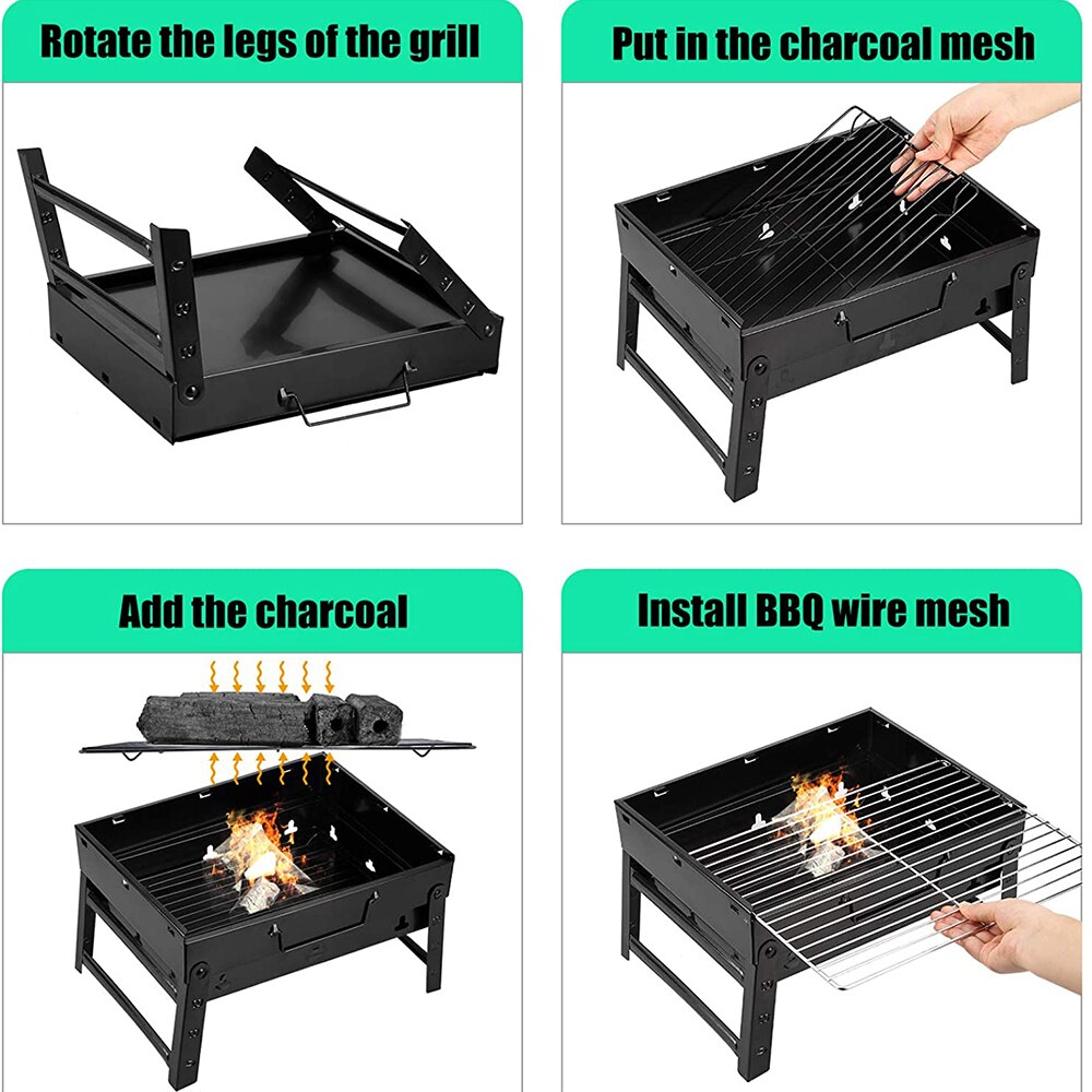 Barbecue Grill Portable Simple Charcoal Grill Perfect Foldable Premium BBQ Grill for Outdoor Campers Barbecue Travel Park Beach