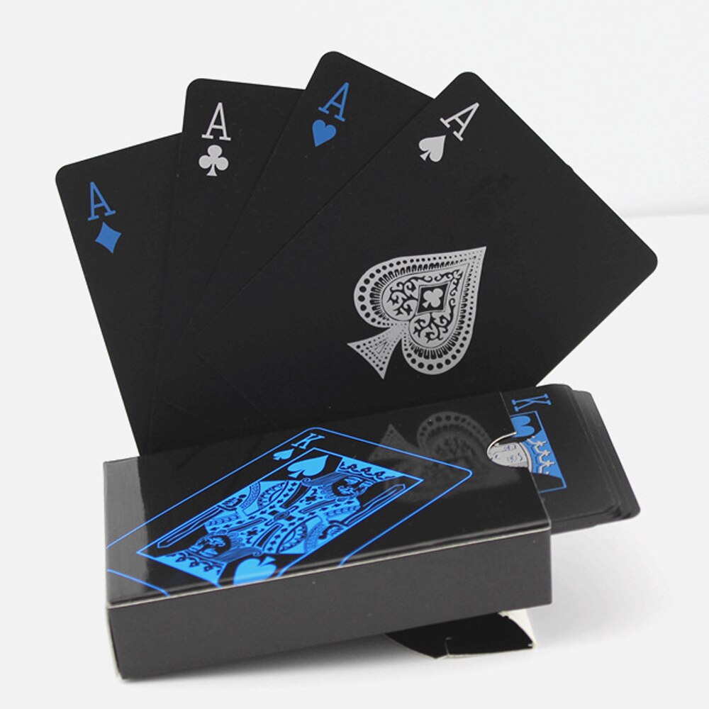 54 pièces en plastique de supérieure PVC Poker imperméable noir cartes à jouer pratique cartes de jeu de Poker magique