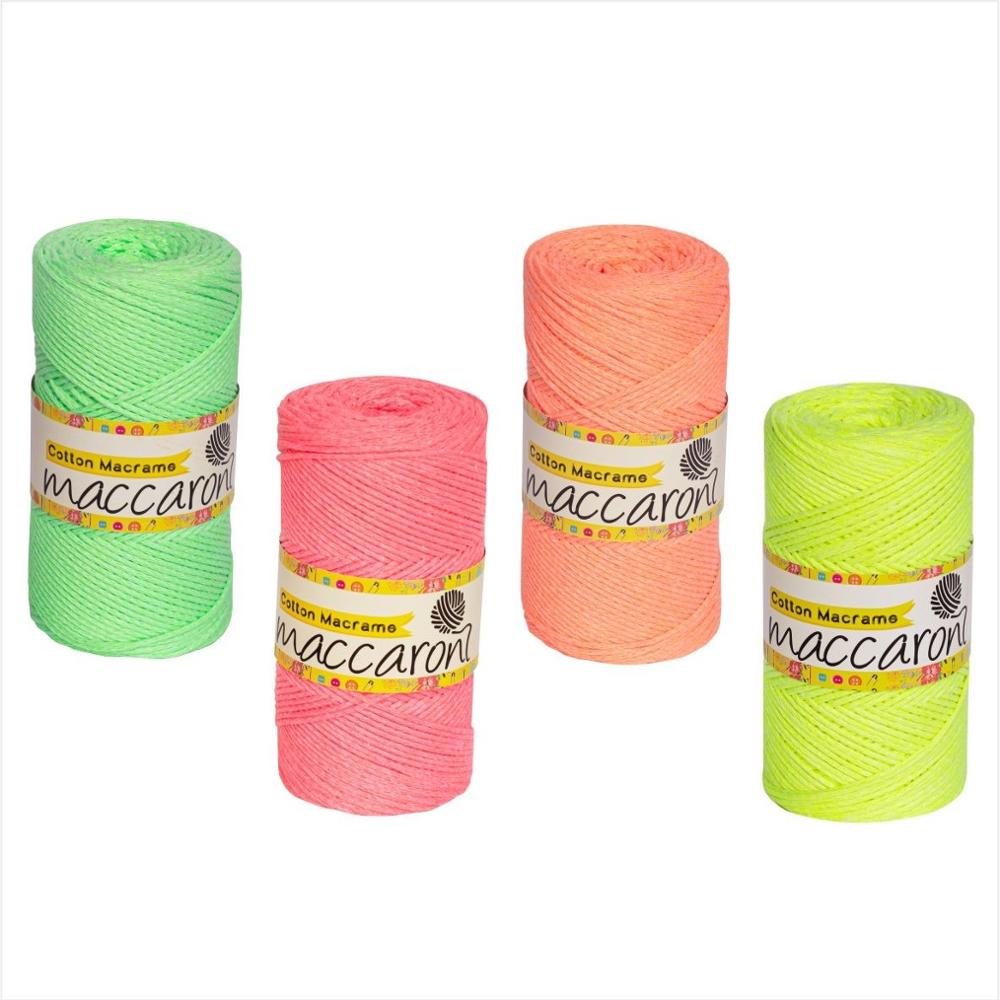 Maccaroni hilo de macramé de algodón de neón 1 mm