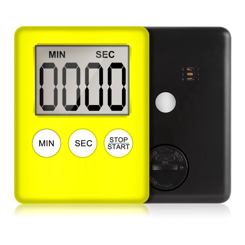 Square Kitchen Timer Cooking Count Up Countdown Alarm Magnet Clock Super Thin LCD Digital Screen Stop Watch Clock Timer: yellow
