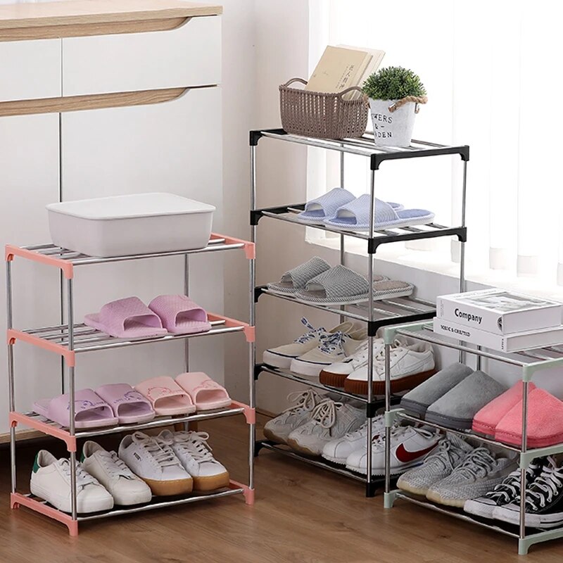 3/4 Schuhregal, mehrschichtiges und platzsparendes Schuhregal für einfache Aufbewahrung und Aufbewahrung Ich bin Haushalt, drei und vierlagige Schuhregale