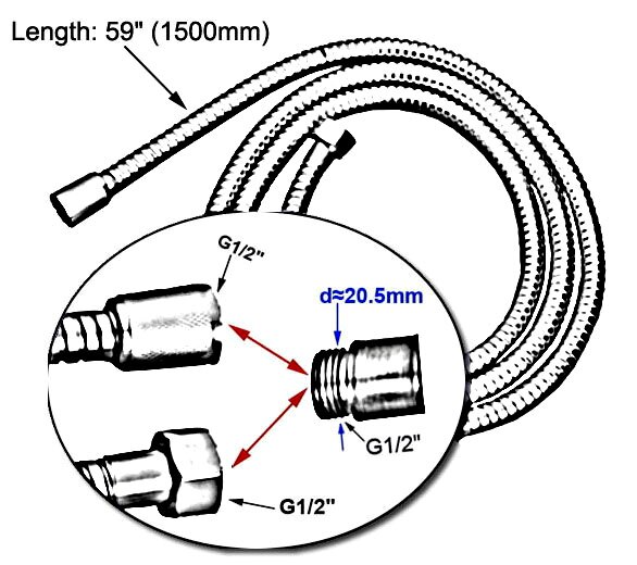 Brushed Nickel Shower Hose 1.5m Flexible Plumbing Hose Bathroom Shower Hose Water Plumbing Nhh135