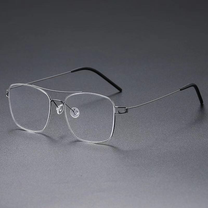 Denmark Brand Ultralight Screwless Titanium Square Glasses Frame Men Women Double Beam Optical Prescription Eyeglasses Martin: Grey