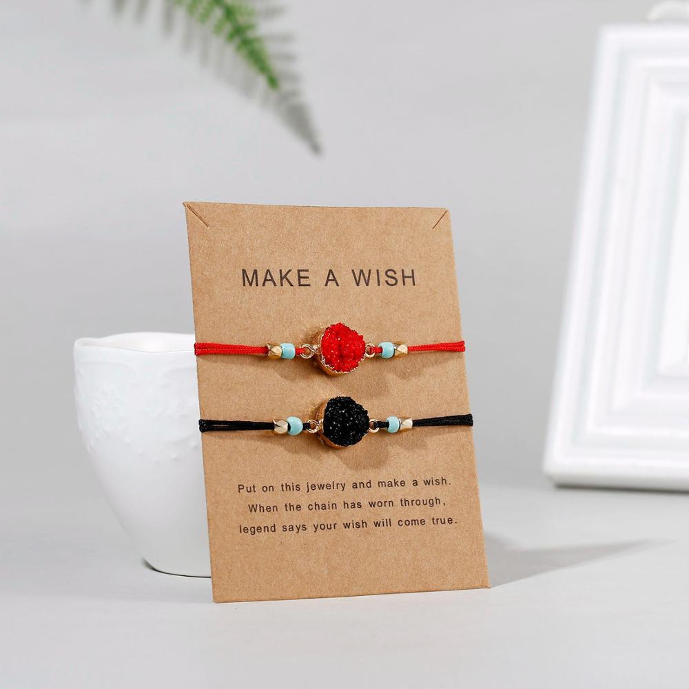 Red Black Rope Chain Combination Bracelet With Card Love Resin Blue Eye Pendant Bracelet Couple Friend Adjustable Bracelet: 4