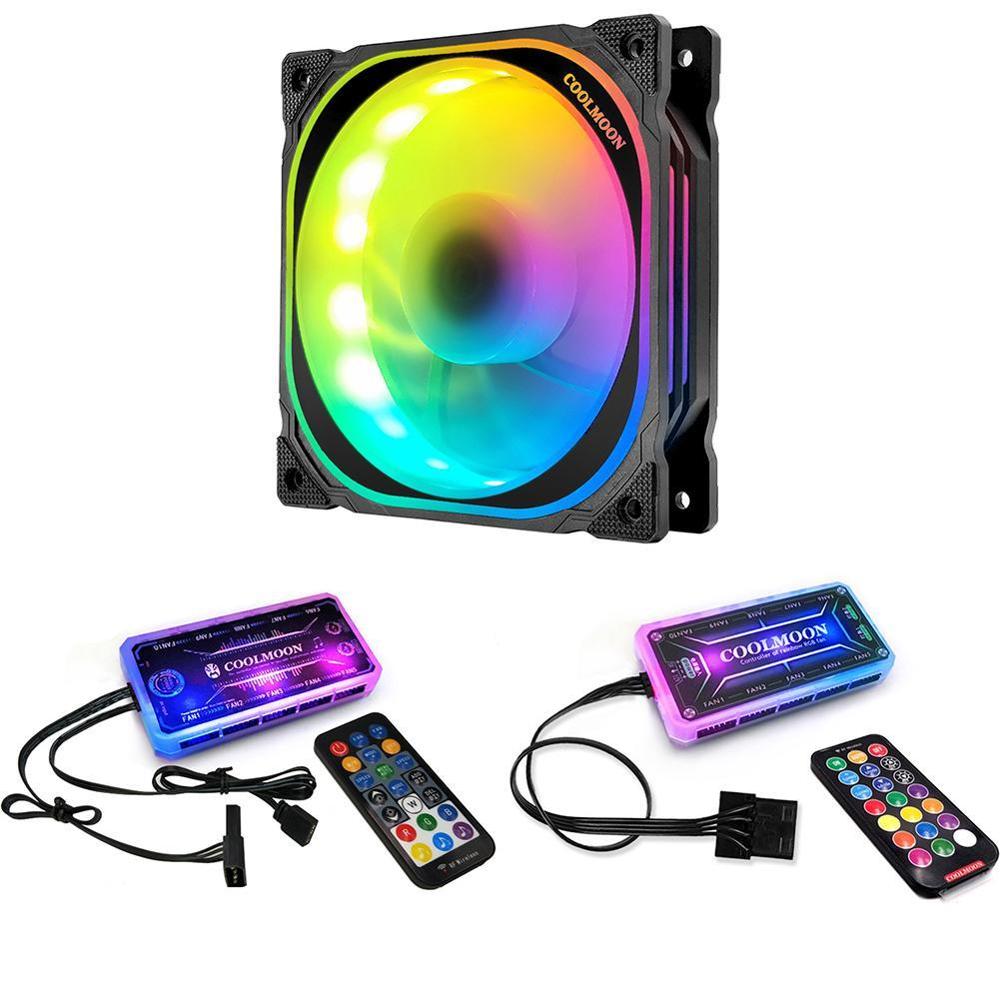 Desktop PC Computer Fan Case Cooling Fan Unit Fan 8025 12cm with LED Lights Color Changing RGB Chassis Fan 120*120*25 mm