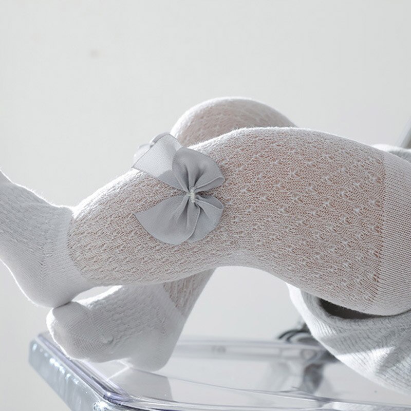 Leuke Bows Baby Girl Panty Zomer Mesh Ademend Kids Panty Effen Kleur Elastische Baby Peuter Kousen Baby Meisje Kleding