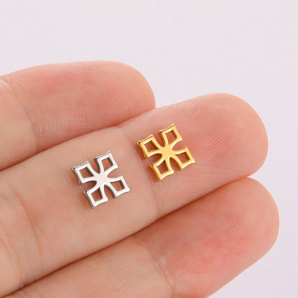EUEAVAN-5 unids/lote de abalorios de acero inoxidable para la fabricación de joyas, colgante cuadrado triangular geométrico para pulseras, pendientes, accesorios: YELLOW / Rodio plateado