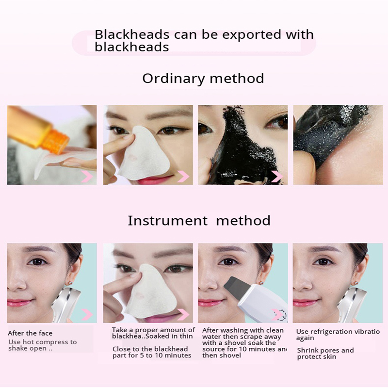 Ultrasonic Vibration Face Care Tools Negative Ion Face Beauty Device Remove Blackheads Skin Scrubber Cleansing Massage Machine