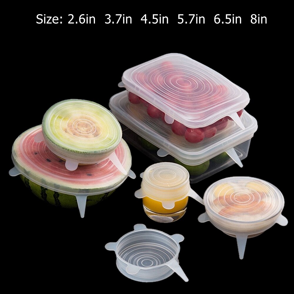 Silicone Stretch Lids Replacement Plastic Alternative Lid Rectangle Round Reusable Food Covers Huggers for bowls, Cans, bottles