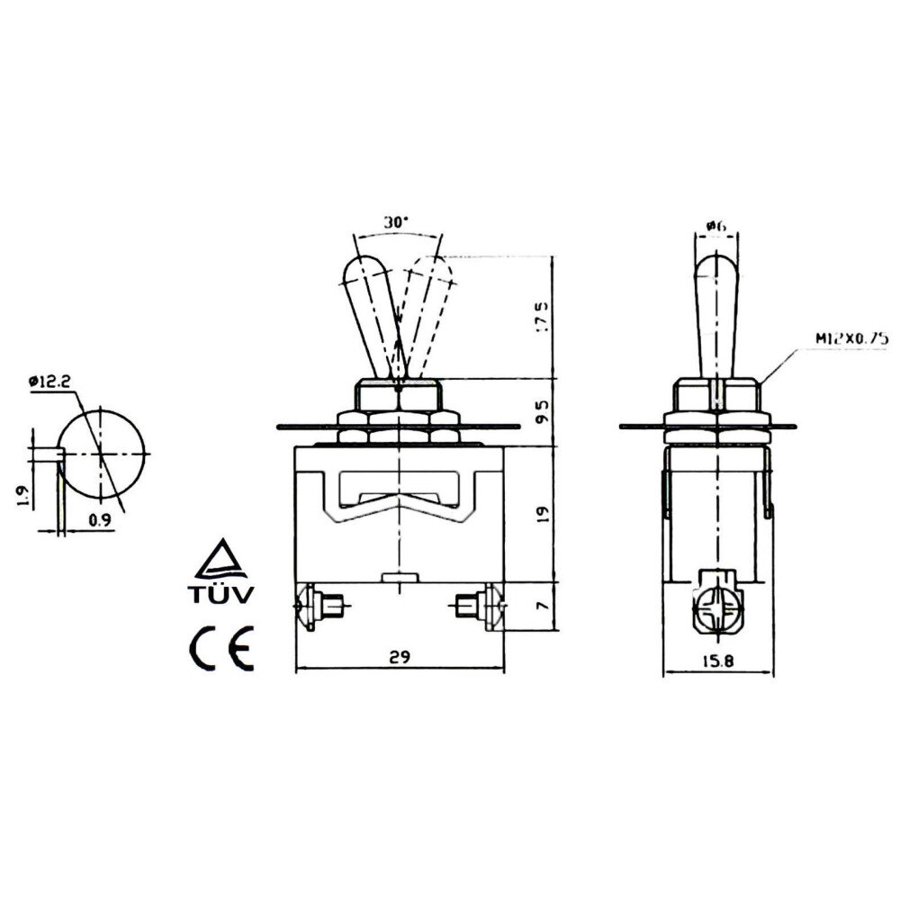 Vandtæt dæksel 2- pin heavy duty spst kontakt intern afbryder tænd-sluk vippekontakt 12v bil 6 a / 250 vac 10a / 125 vac