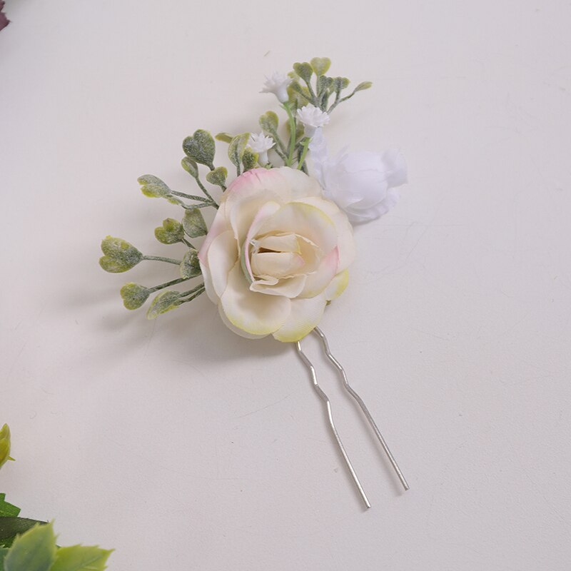 Romantische Licht gelb Hochzeit Haar Pins Blatt Braut haar clip Blume Haar Zubehör für braut dekoration: Elfenbein