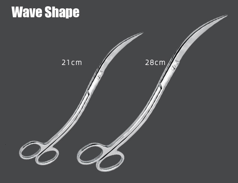Chihiros Aquarium Plant Stainless Steel Straight Scissors, ADA Spring Scissors Cruved Scissors Wave Shape Scissors: Wave shape Scissors / S size-21cm