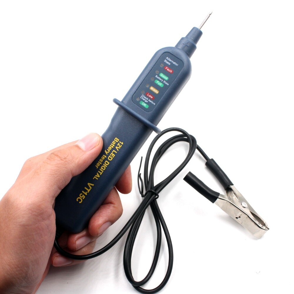 Probador de batería de coche WHDZ VT15C 12V, Analizador de alternador automático Digital antes de la comprobación de carga, herramienta de diagnóstico, voltímetro, 6 luces LED