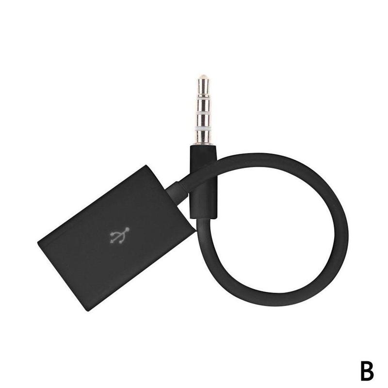 Jack 3.5 aux lydplugg til usb konverter usb kabel ledning disk u telefon stasjon  mp3 for biltilbehør flash adapter usb høyttaler: Svart