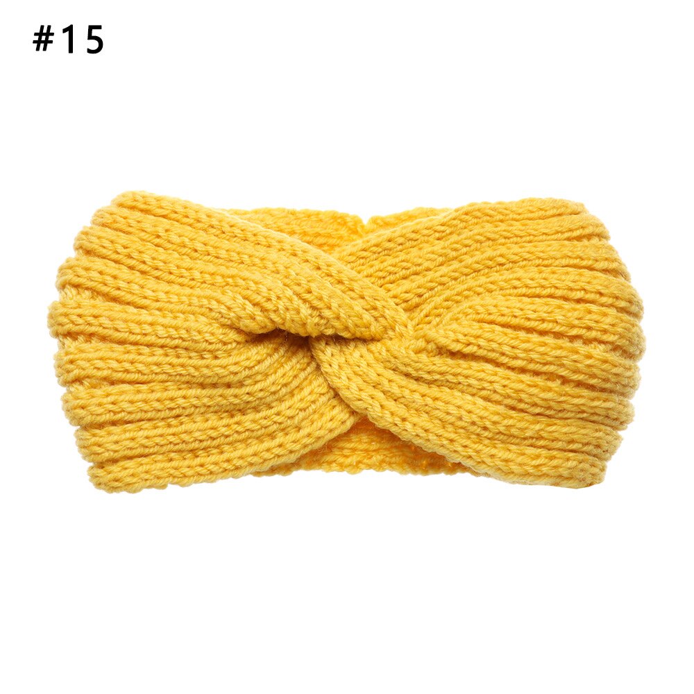 Bandeaux en laine tricotés au Crochet | Bandeaux d'hiver pour femmes, style bohémien, tissage croisé fait à la main, et solide: 15
