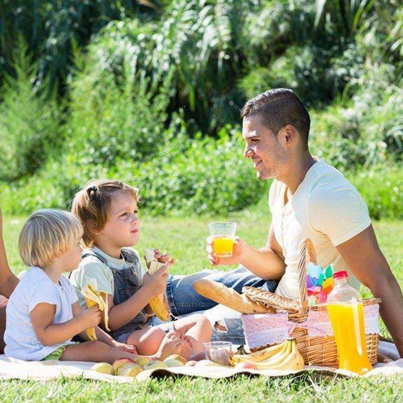 Handmade Wicker Basket with Handle, Wicker Camping Picnic Basket with Double Lids, Shopping Storage Hamper Basket with Cloth Lin