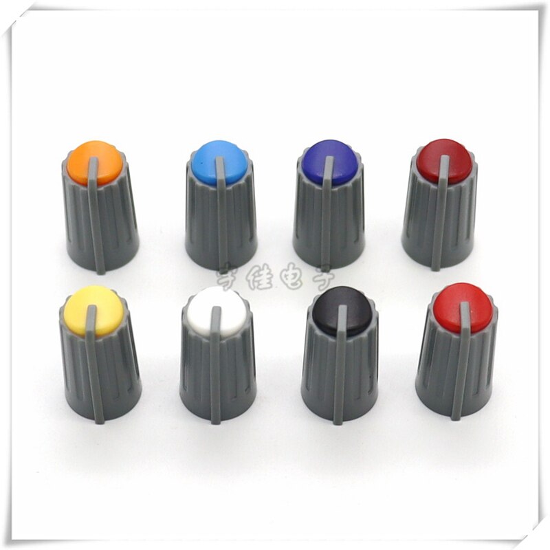 Pommeau de potentiomètre en plastique, demi-arbre 10.5x18MM, encodeur rotatif, bouton de commutation de volume adapté à l'axe D 6MM, 10 pièces