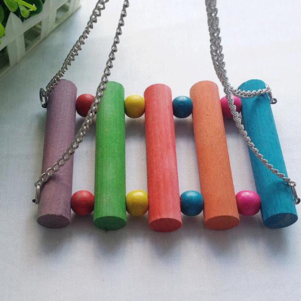 Wood Parrot Nibble Swing Stand Bar Climbing Ladder Handstand Bird Hammock Hanging Toy