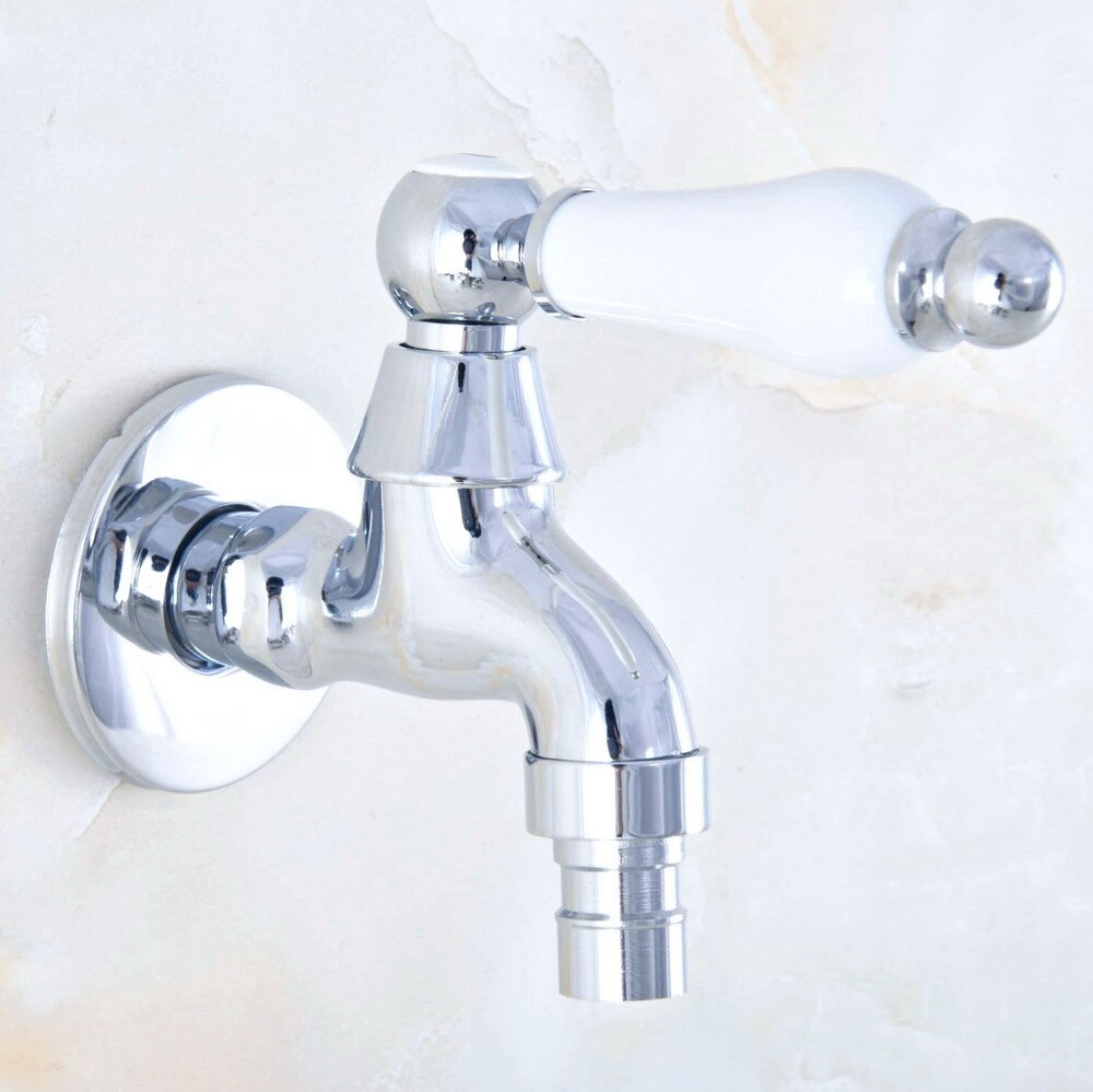 Ceramic Handle Mop Pool Faucet / Laundry Sink Cold Water Tap and Washing Machine Faucet /Garden Water Tap Polished Chrome Nav155: B