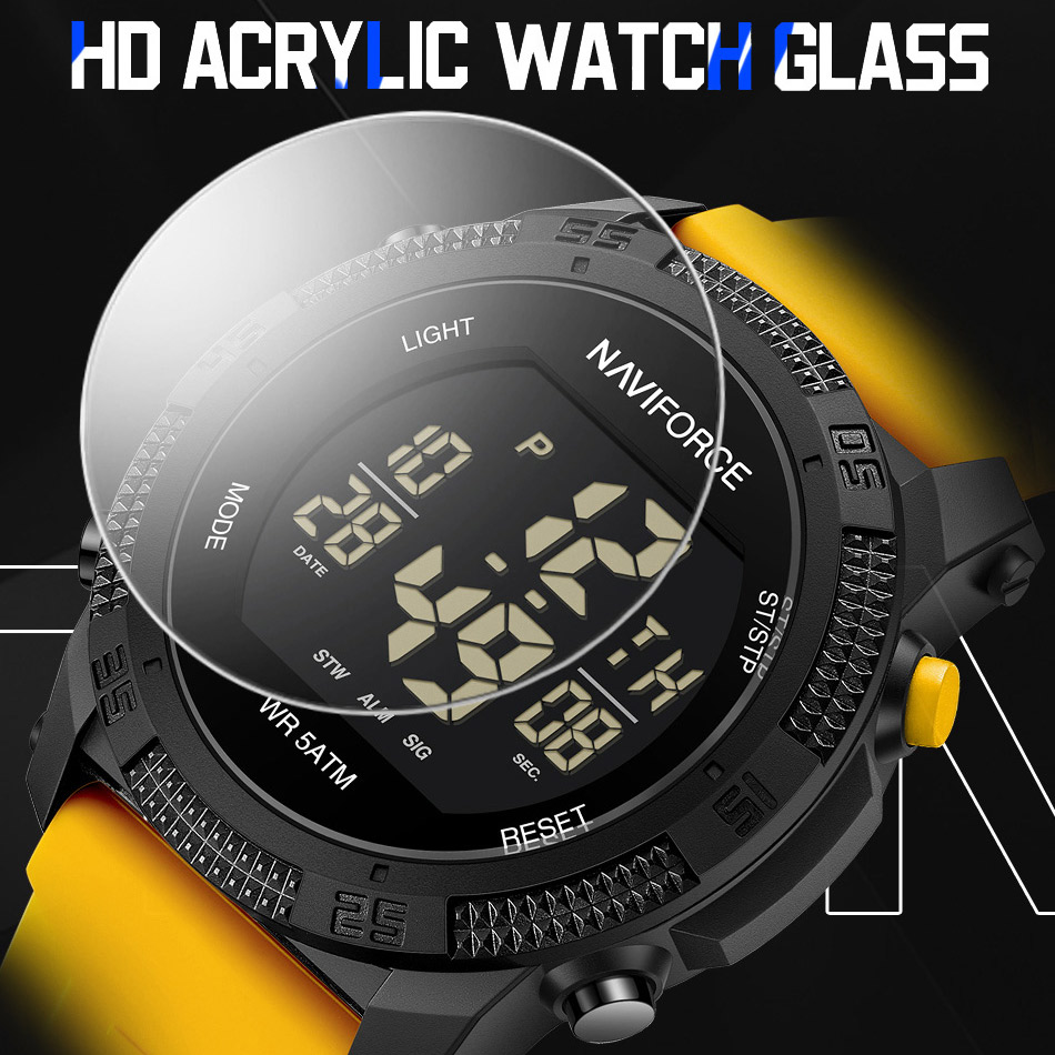 NAVIFORCE Brand Original Men Watch Water Resistant Personality Wristwatches Luxury Silicone Strap Electronic Clock