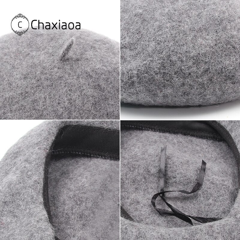 Chaxiaoa naisten tyttö baskeritaiteilija lämmin villainen talvipipo vintage yksiväriset baskerihatut yksivärinen naisten talvilippikset  x260