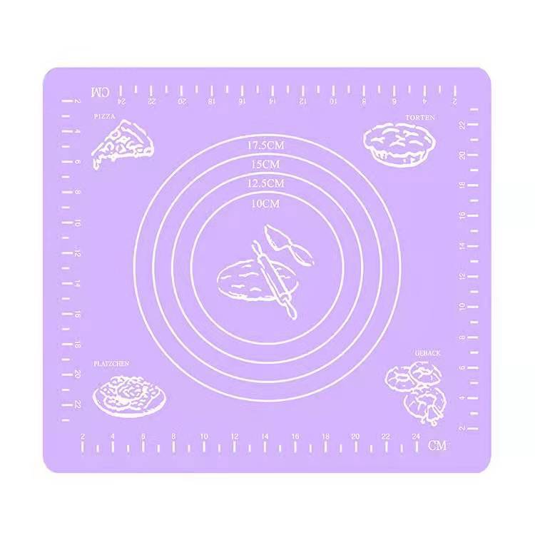 Multi-size Food Grade Silicone Kneading Pad, Baking Silicone Pad, Thickened Scaled Heat Insulation Chopping Board and Dough Pad: 29X26CM-Purple