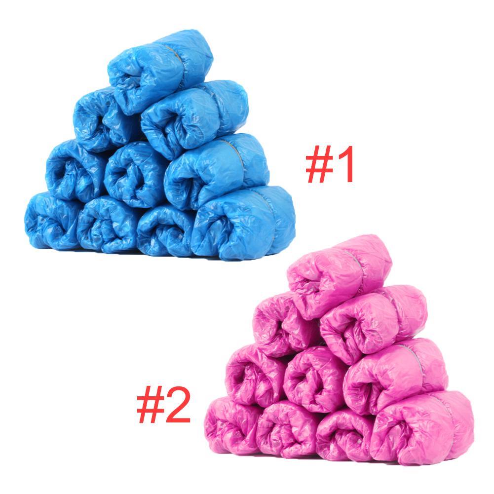 100 Uds. De plástico desechable grueso exterior impermeable zapatos de lluvia cubre botas alfombra a prueba de barro limpieza Overshoes Home Boot Covers