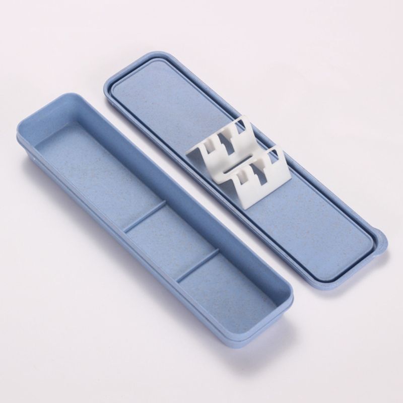Portable Tableware Storage Box Eco-Friendly Wheat Straw Cutlery Picnic Chopstick Spoon Container Kitchen Utensil Pencil Case