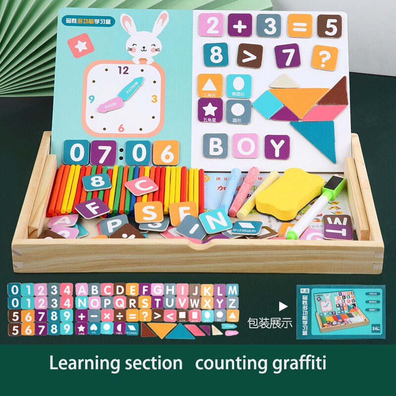 Børns karakterer klæder sig op magnetisk dobbeltsidet puslespil 3-6 år gammel læringshjælpemidler tegnebord graffiti: Aritmetisk doodle