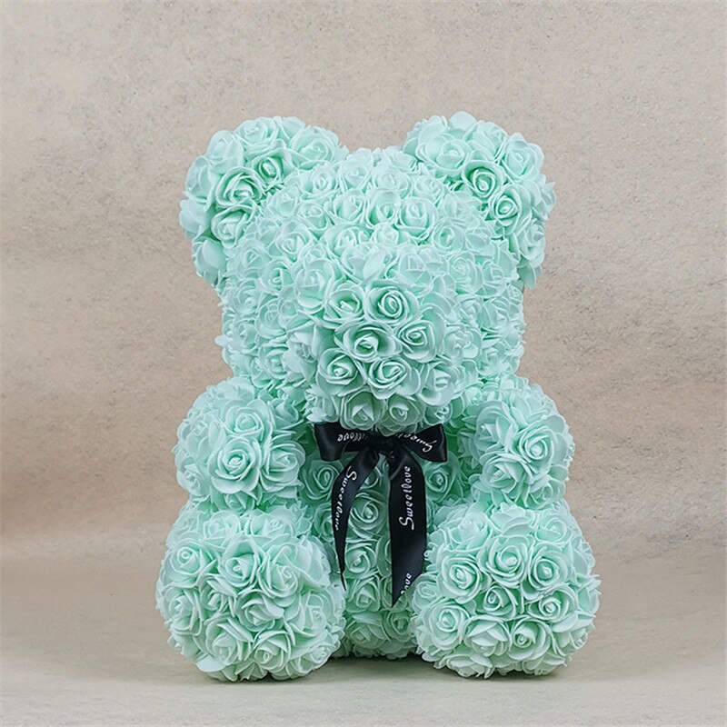 Hot 40 centimetri Artificiale della Rosa Cuore Teddy Bear Fatti A Mano Puzzel Orso di Rose Creatura Giocattoli Di Natale di Cerimonia Nuziale Delle Donne di San Valentino Regali: G