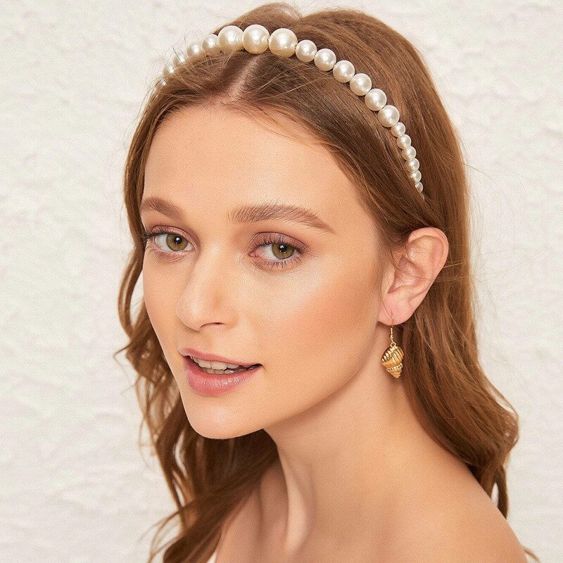 Nowe pełne perły proste kobiety Hairbands słodki pałąk uchwyt do włosów ozdoba opaska na głowę Lady eleganckie modne akcesoria do włosów