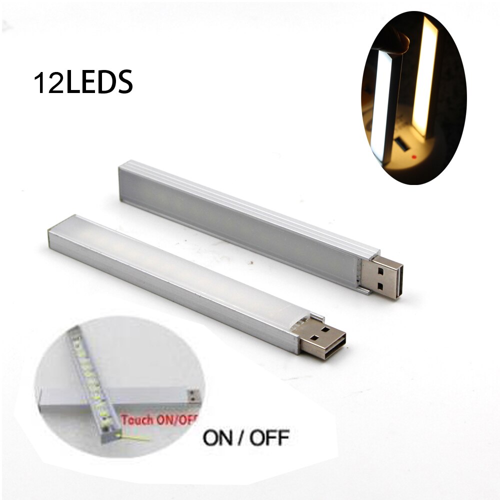 Foldable USB Led book Light Extension lamp Mini Portable Flexible night Light Reading Light 24 leds Mobile Power Computer Laptop: 12 leds / white