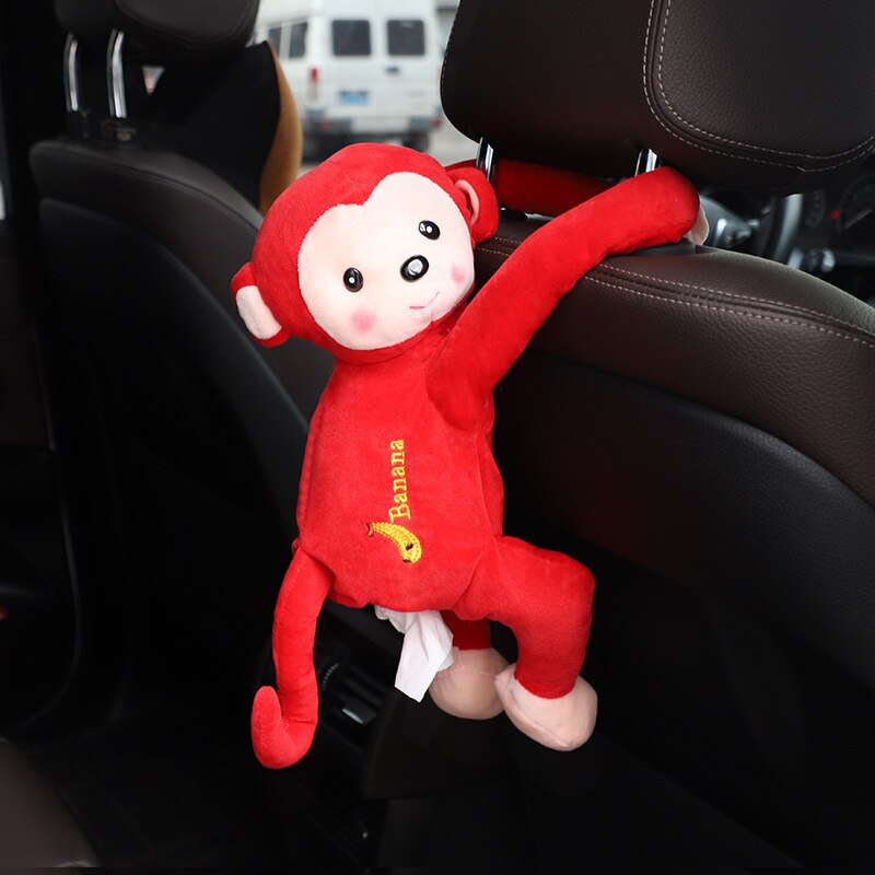 Urocza małpka pudełko na chusteczki robić samochodu zawieszenie tkanka skrzynka przenośne biuro w domu pudełko na chusteczki robić samochodu wieszak na ręczniki karton akcesoria samochodowe: czerwony